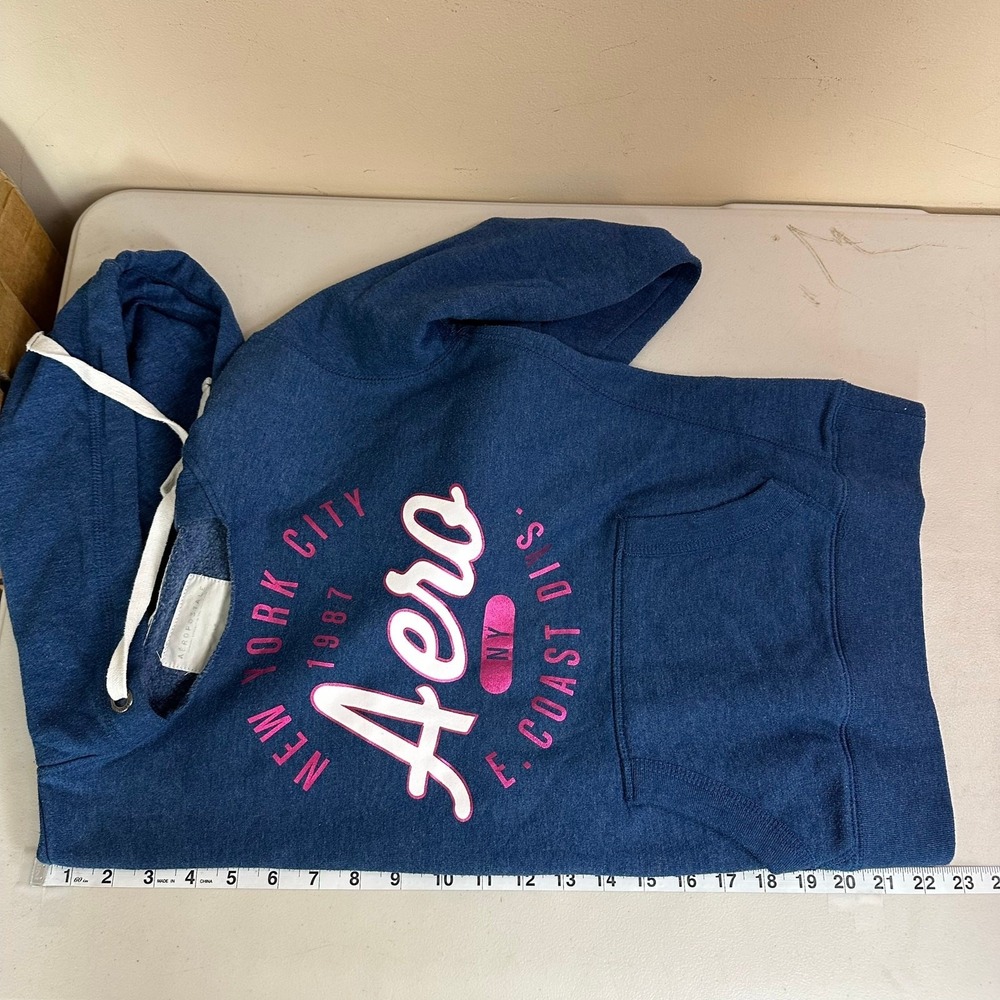 Aeropostale Aero Womens Hoodie Size M Spell Out Graphic Y2K Pullover Friends - Picture 9 of 10